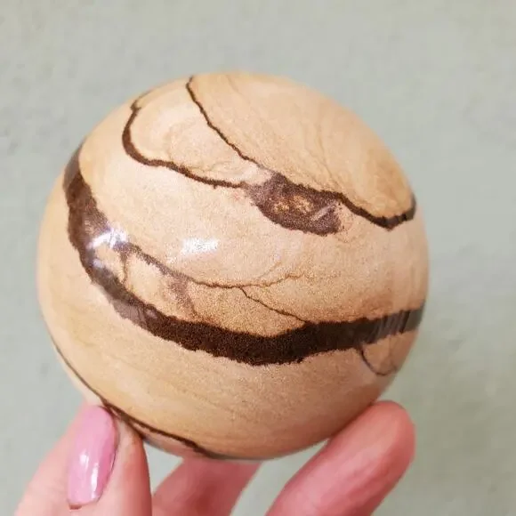 Sandstone Biggs Wood Grain Picture Jasper Sphere 516 grams75mm